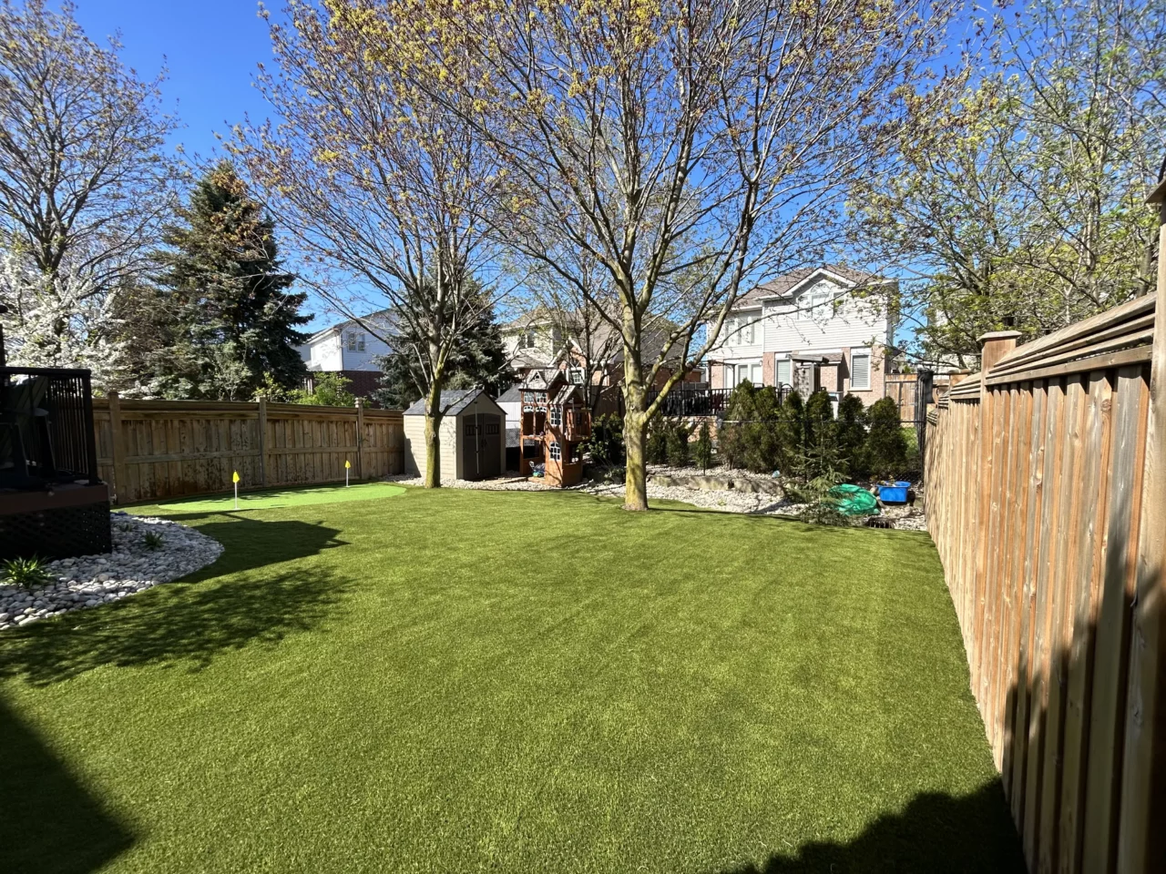 Artificial turf installed in a Toronto backyard