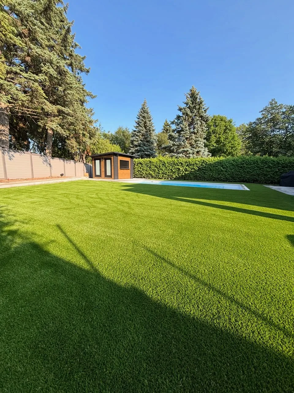 Wide artificial turf lawn installation in Toronto